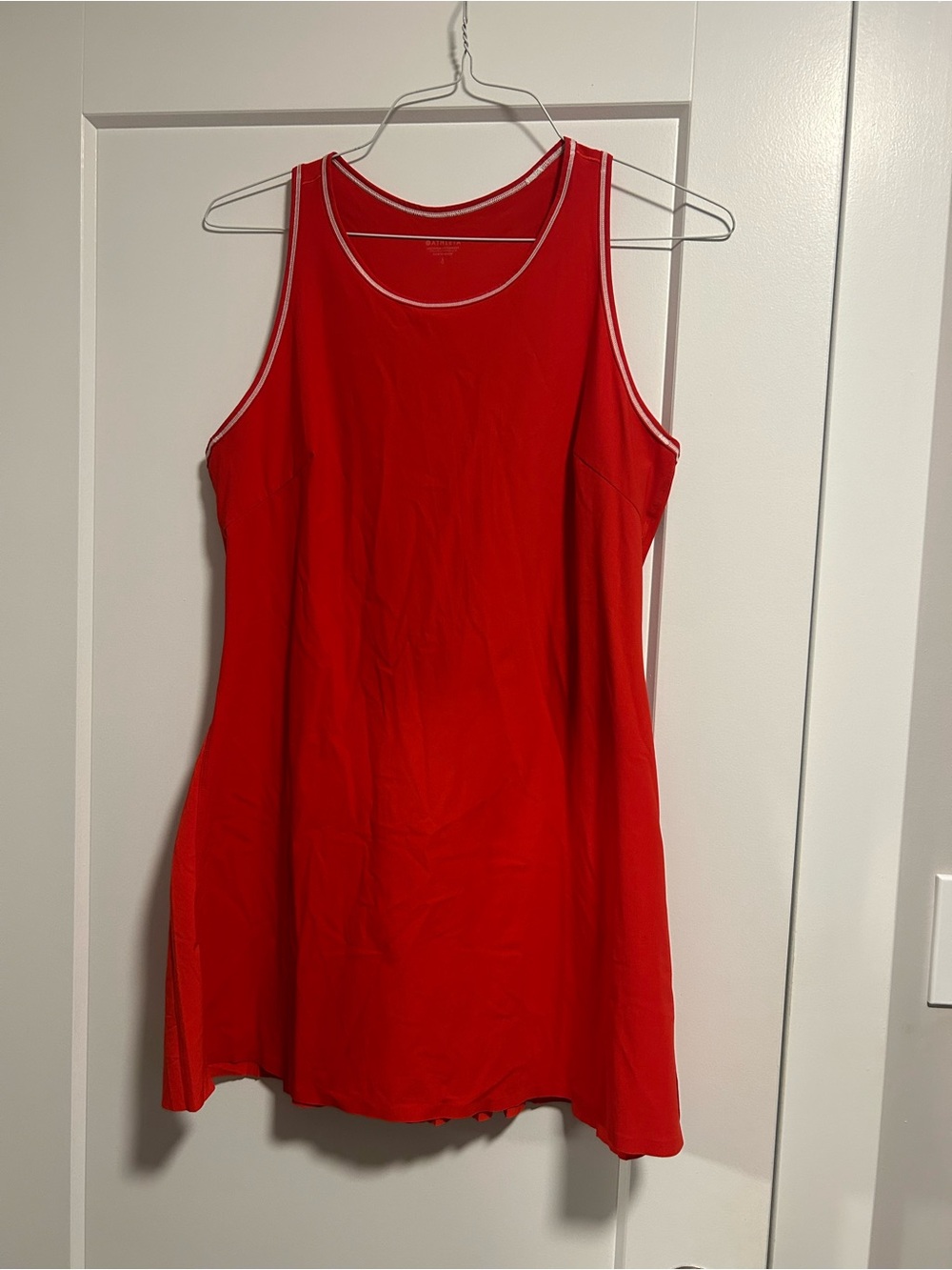 Athleta Red Courtside Pleated Dress with White Contrast Trim